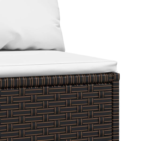 vidaXL midtermodul til havesofa med hynde polyrattan brun