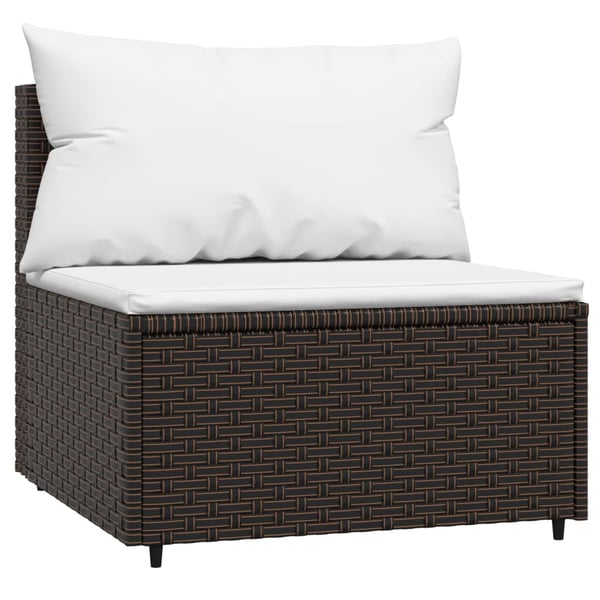 vidaXL midtermodul til havesofa med hynde polyrattan brun