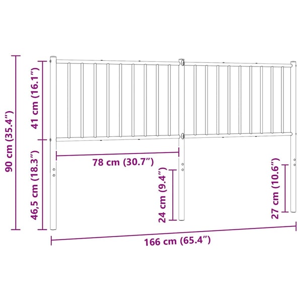vidaXL Sengegavl metall hvit 160 cm