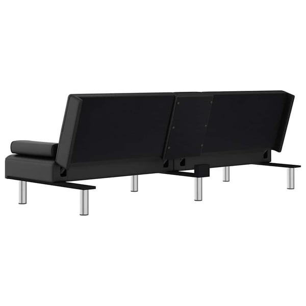 vidaXL sovesofa med kopholdere kunstlæder sort