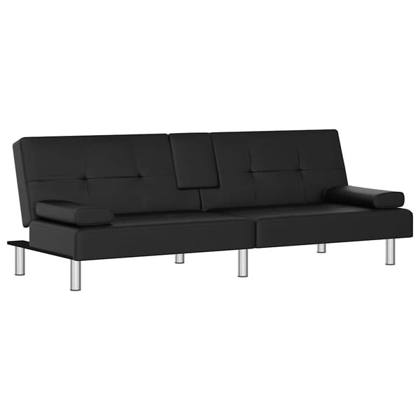 vidaXL sovesofa med kopholdere kunstlæder sort