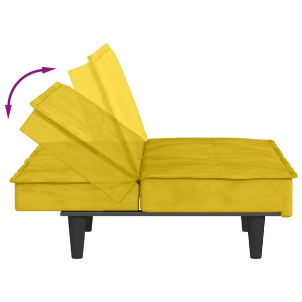 vidaXL sovesofa med kopholdere velour gul