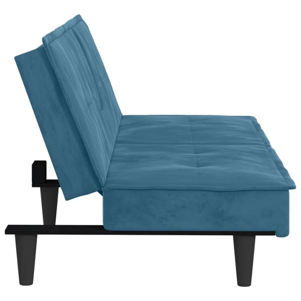 vidaXL sovesofa med kopholdere velour blå