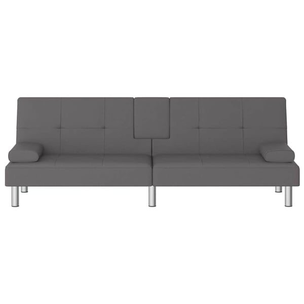 vidaXL sovesofa med kopholdere kunstlæder grå
