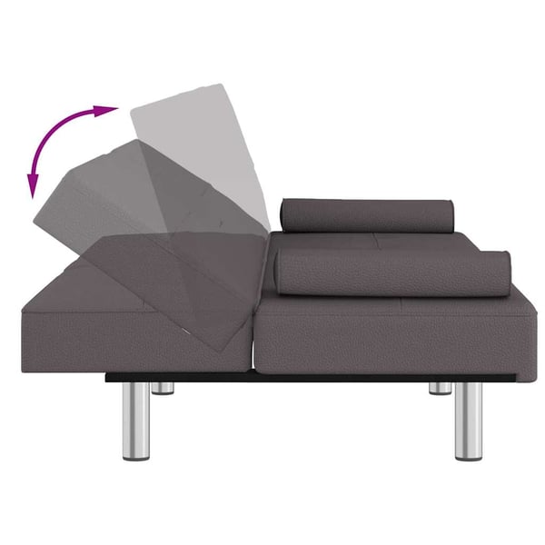 vidaXL sovesofa med kopholdere kunstlæder grå