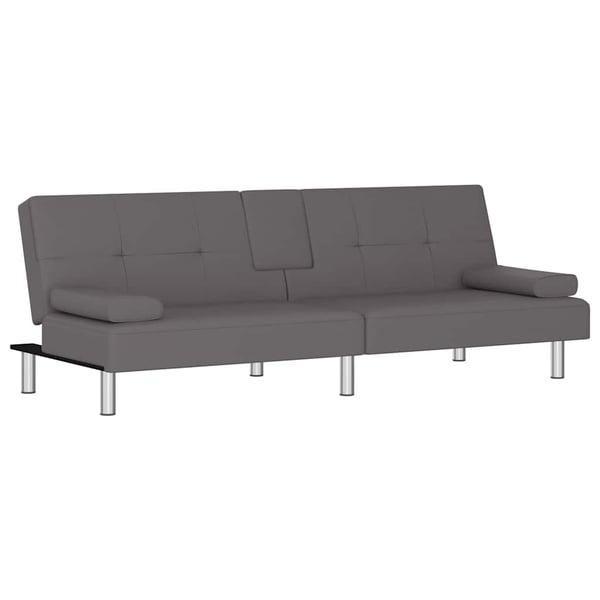 vidaXL sovesofa med kopholdere kunstlæder grå