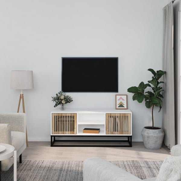 vidaXL TV-taso 105x30x45 cm tekninen puu ja rauta valkoinen
