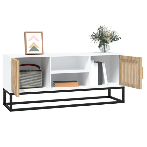 vidaXL TV-taso 105x30x45 cm tekninen puu ja rauta valkoinen