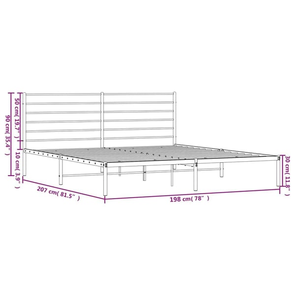 vidaXL Sengeramme med sengegavl metall svart 193x203 cm