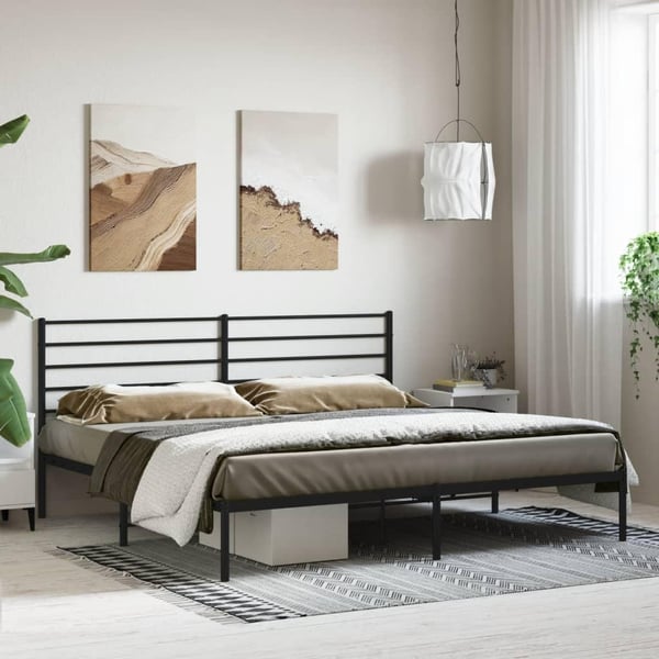 vidaXL Sengeramme med sengegavl metall svart 183x213 cm
