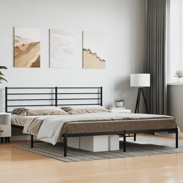vidaXL Sengeramme med sengegavl metall svart 183x213 cm
