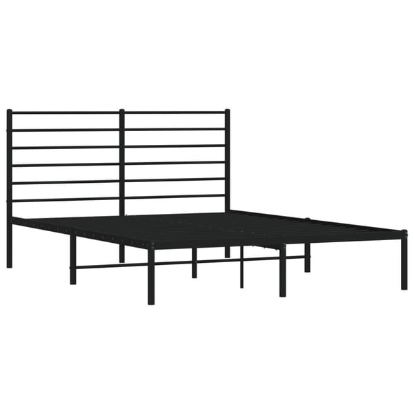 vidaXL Sengeramme med sengegavl metall svart 135x190 cm