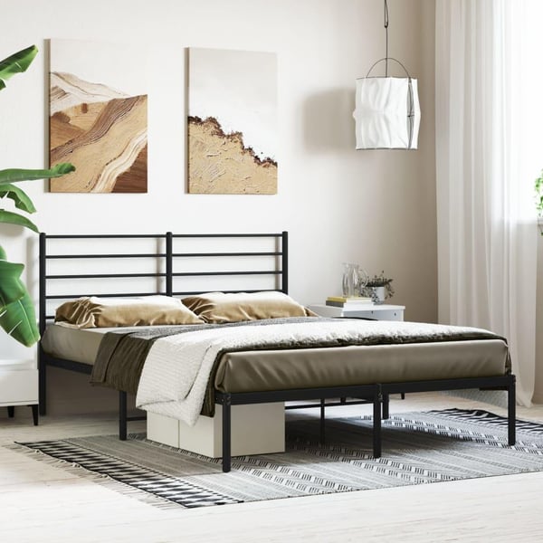 vidaXL Sengeramme med sengegavl metall svart 150x200 cm