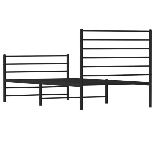 vidaXL Sengeramme med sengegavl og fotgavl svart metall 90x190 cm