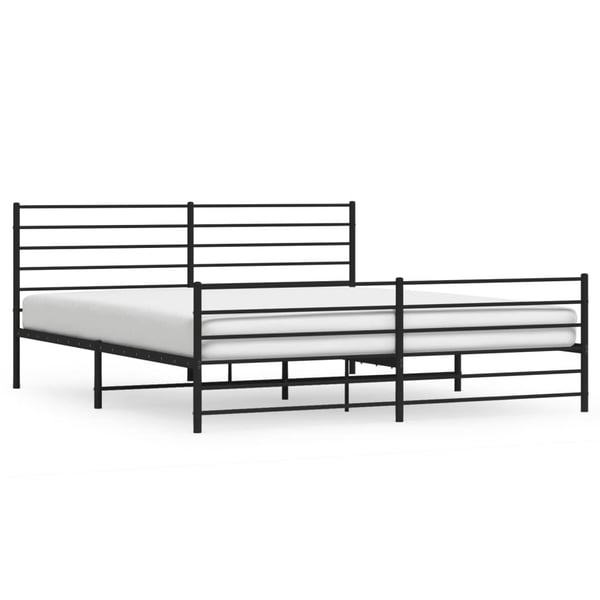vidaXL Sengeramme med sengegavl og fotgavl svart metall 200x200 cm