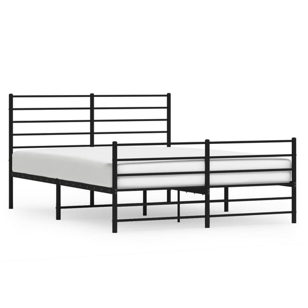 vidaXL Sengeramme med sengegavl og fotgavl svart metall 135x190 cm