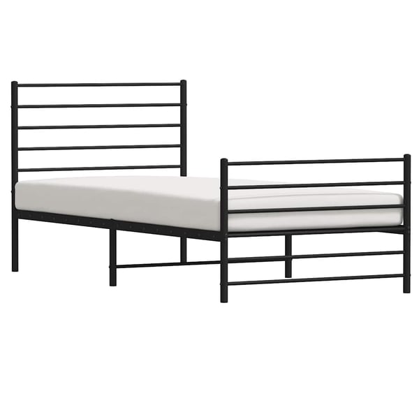 vidaXL sengeramme med sengegavl og fodgærde 90x200 cm metal sort