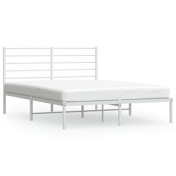vidaXL Sengeramme med sengegavl metall hvit 160x200 cm
