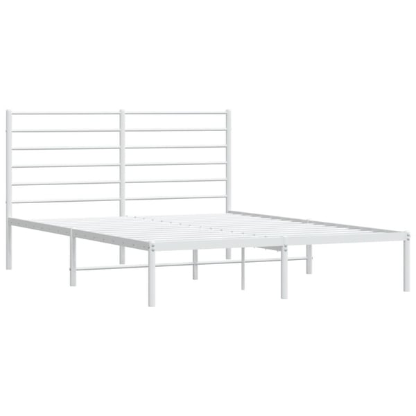vidaXL Sengeramme med sengegavl metall hvit 135x190 cm