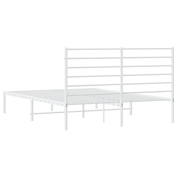 vidaXL Sengeramme med sengegavl metall hvit 135x190 cm