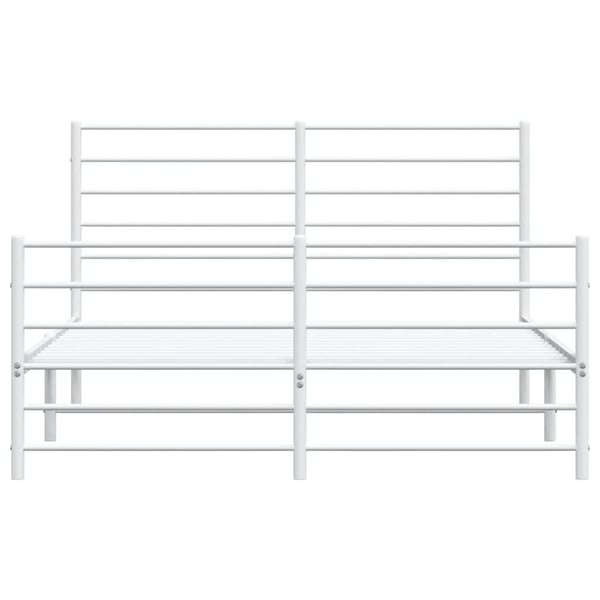 vidaXL Sengeramme med sengegavl og fotgavl hvit metall 135x190 cm