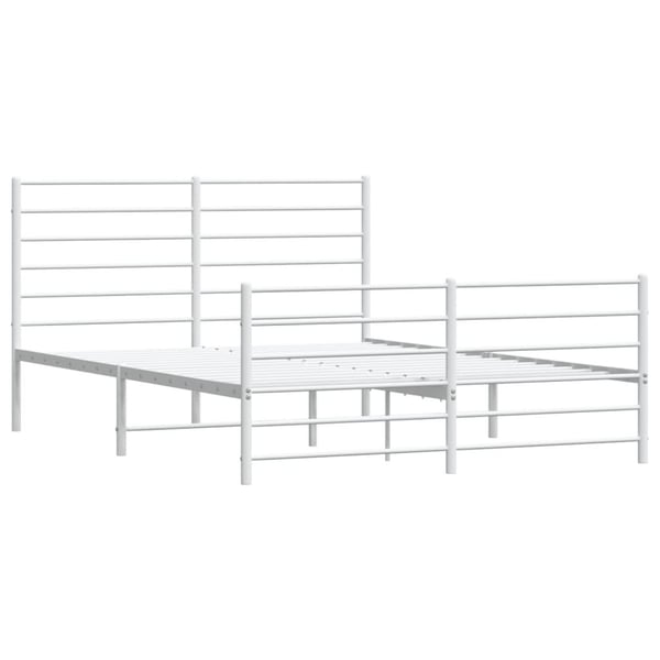 vidaXL Sengeramme med sengegavl og fotgavl hvit metall 135x190 cm