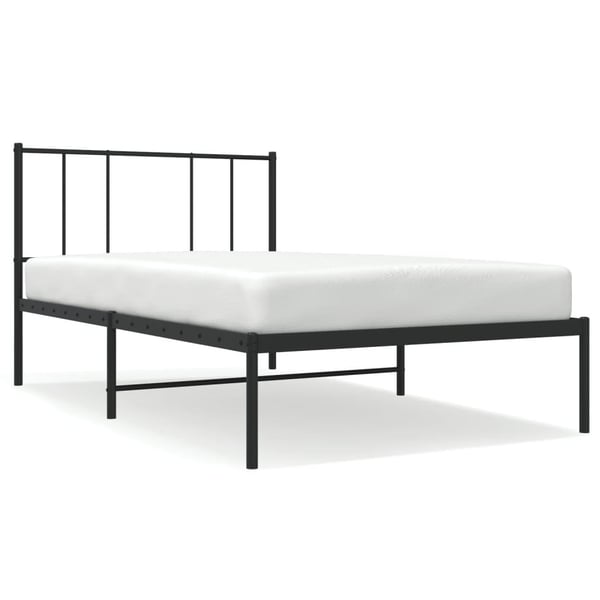 vidaXL Sängram med huvudgavel metall svart 100x200 cm