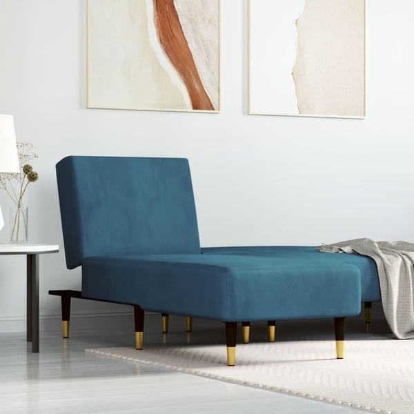 vidaXL chaiselong velour blå