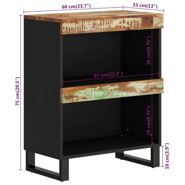 vidaXL skab 60x33x75 cm massivt genbrugstræ