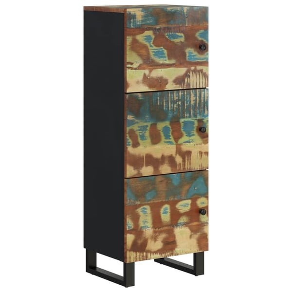 vidaXL Skap med 3 dører 40x33x110 cm massivt resirkulert tre og jern