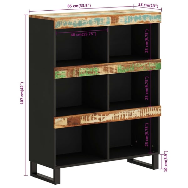 vidaXL Sideskap 85x33x107 cm massivt resirkulert tre