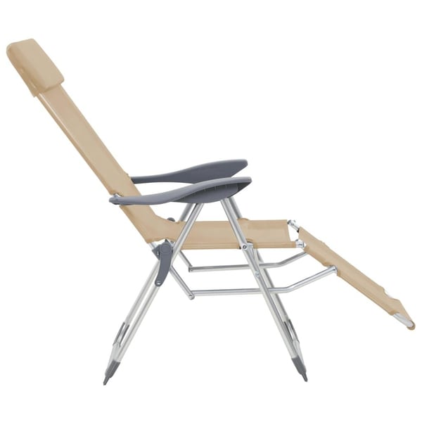 vidaXL Campingstoler sammenleggbare 2 stk med fotskammel tekstil kremhvit
