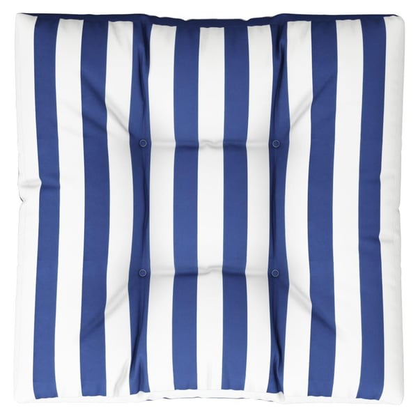 vidaXL pallehynde 80x80x12 cm stof stribet blå og hvid
