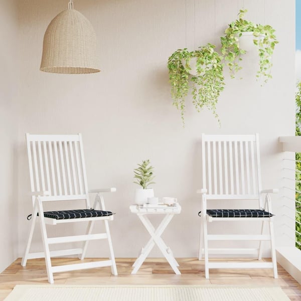 vidaXL hynder til havestol 2 stk. 40x40x3 cm stof ternet sort