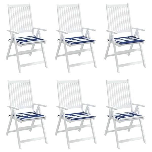 vidaXL stolehynder 6 stk. 40x40x3 cm stof striber blå og hvid