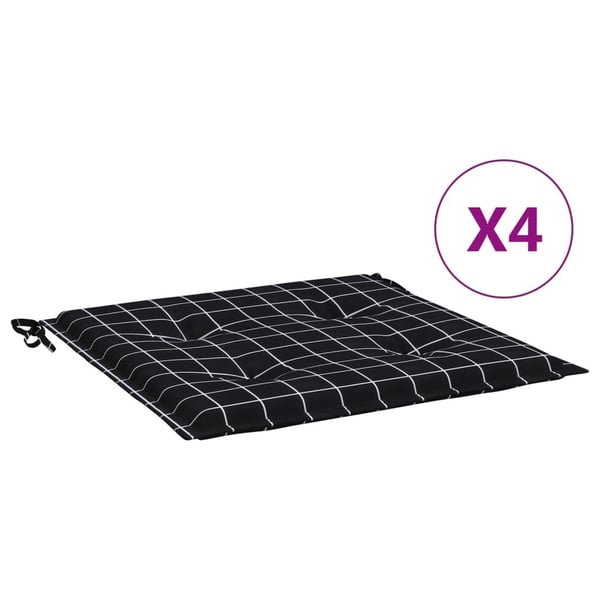 vidaXL hynder til havestol 4 stk. 40x40x3 cm stof ternet sort
