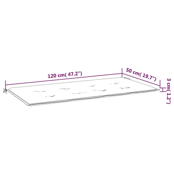 vidaXL hynde til havebænk 120x50x3 cm oxfordstof bladmønster