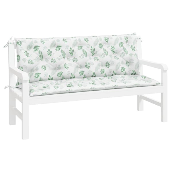 vidaXL hynder til havebænke 2 stk. 150x50x7 cm stof bladmønster