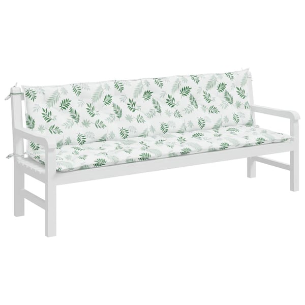 vidaXL hynder til havebænke 2 stk. 200x50x7 cm stof bladmønster