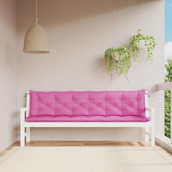 vidaXL hynder til havebænk 2 stk. 200x50x7 cm stof pink