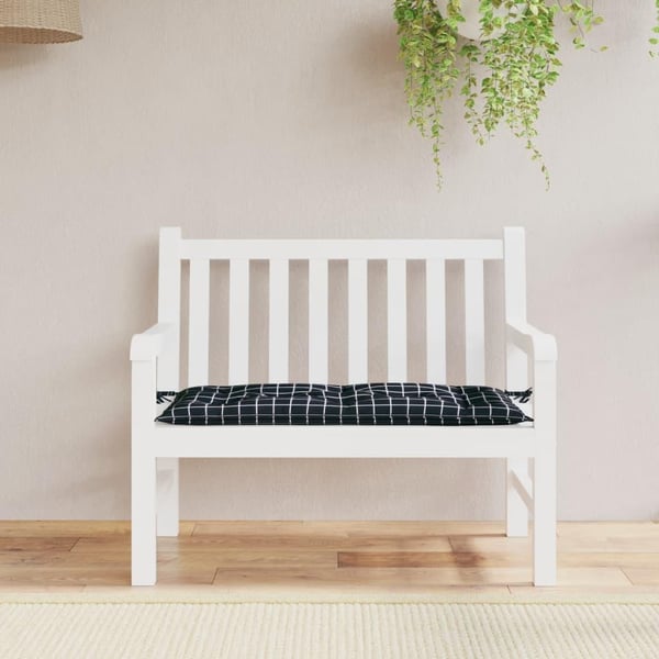 vidaXL hynde til havebænk 110x50x7 cm oxfordstof ternet sort