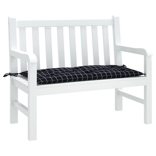vidaXL hynde til havebænk 110x50x7 cm oxfordstof ternet sort