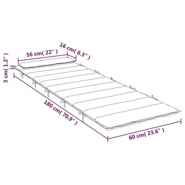 vidaXL hynde til liggestol 180x60x3 cm oxfordstof grå