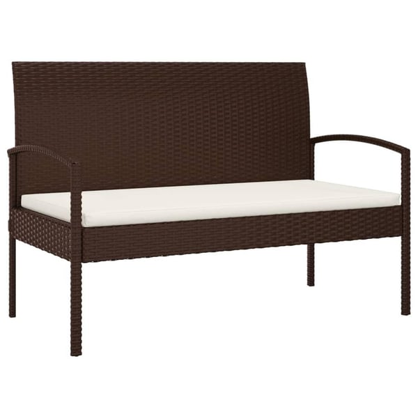 vidaXL havebænk med hynde 105 cm polyrattan brun