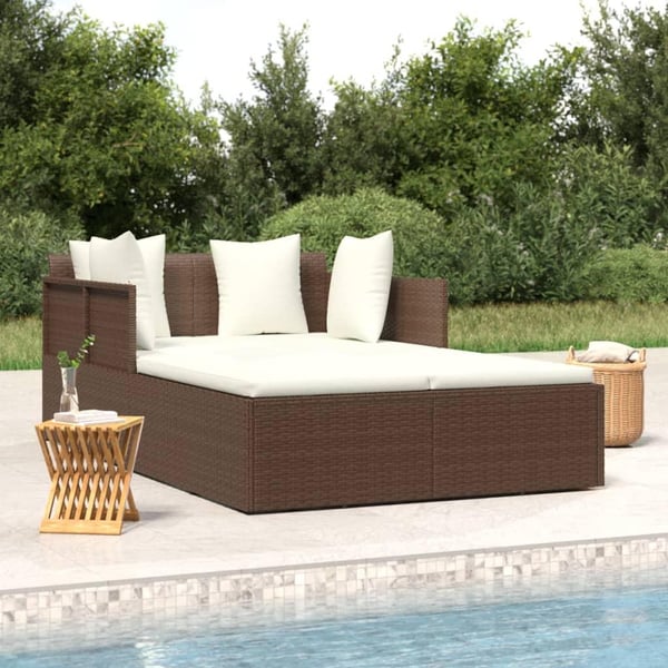 vidaXL solseng med hynder 182x118x63 cm polyrattan brun