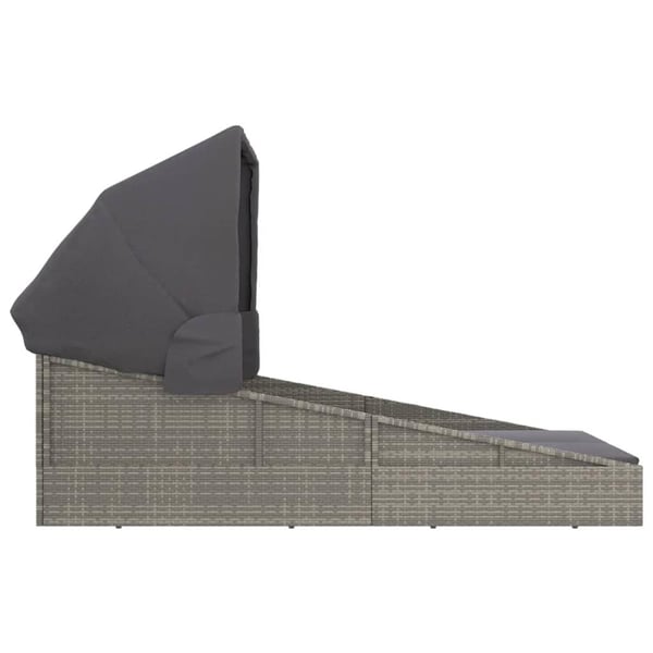 vidaXL solseng med foldbart tag 200x114x128 cm polyrattan grå