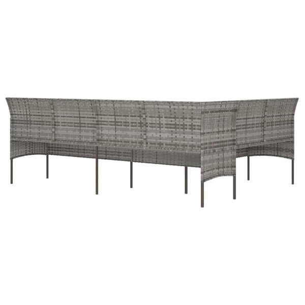 vidaXL L-formet havesofa med hynder polyrattan grå