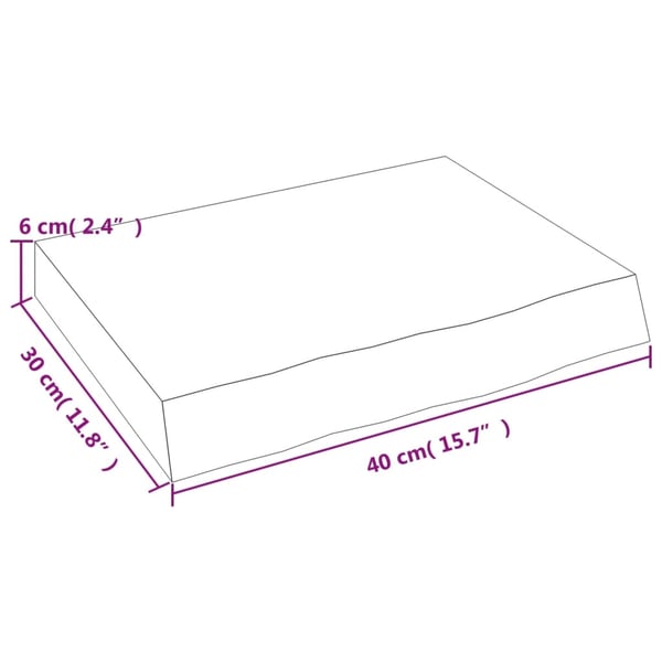 vidaXL væghylde 40x30x(2-6) cm ubehandlet massivt egetræ
