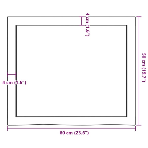 vidaXL væghylde 60x50x(2-6) cm ubehandlet massivt egetræ