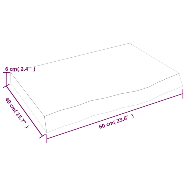 vidaXL væghylde 60x40x(2-6) cm ubehandlet massivt egetræ
